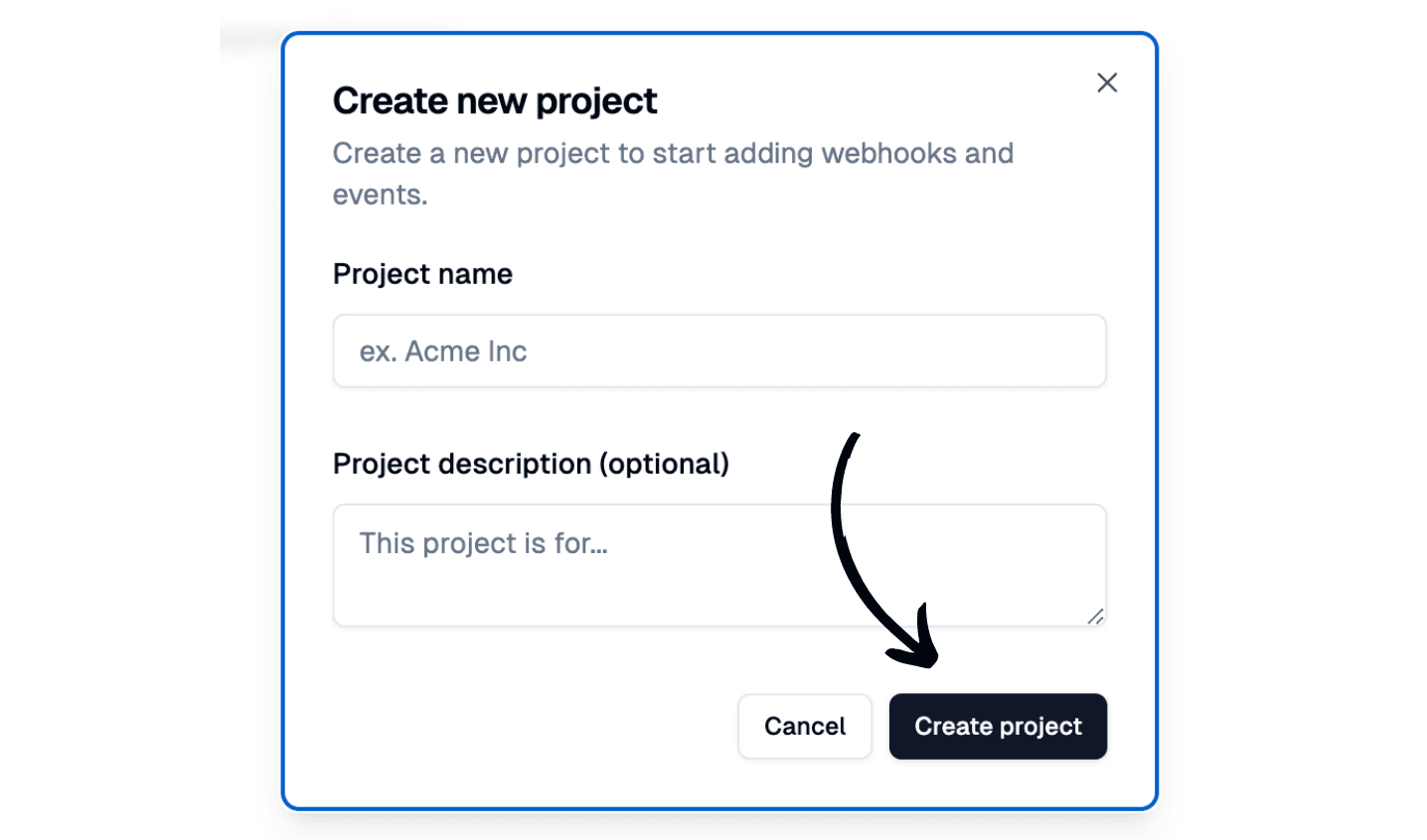 Syncd create project modal picture